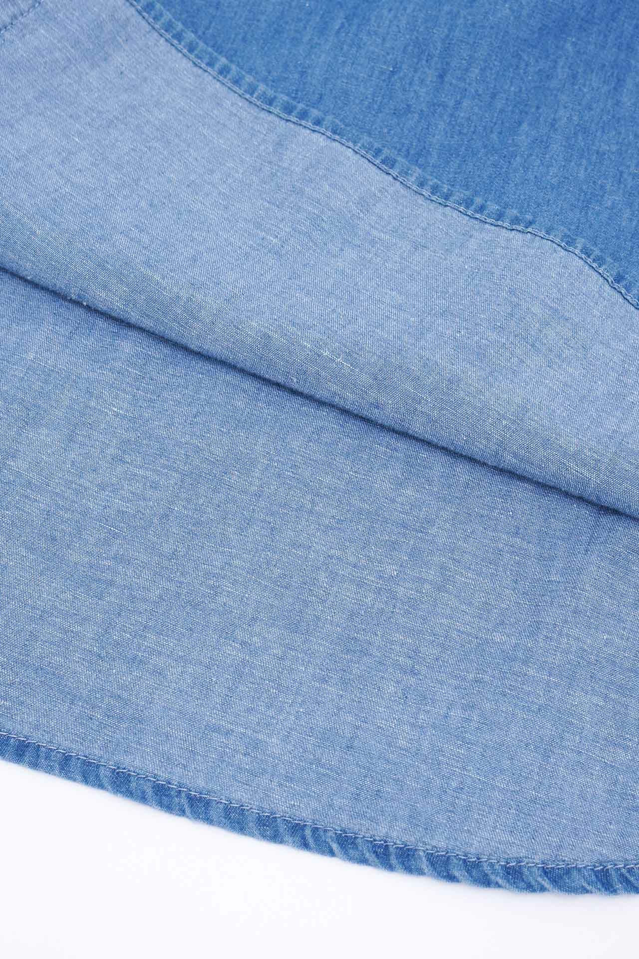 コットンリネンデニム フリルブラウス | marble SUD(マーブルシュッド