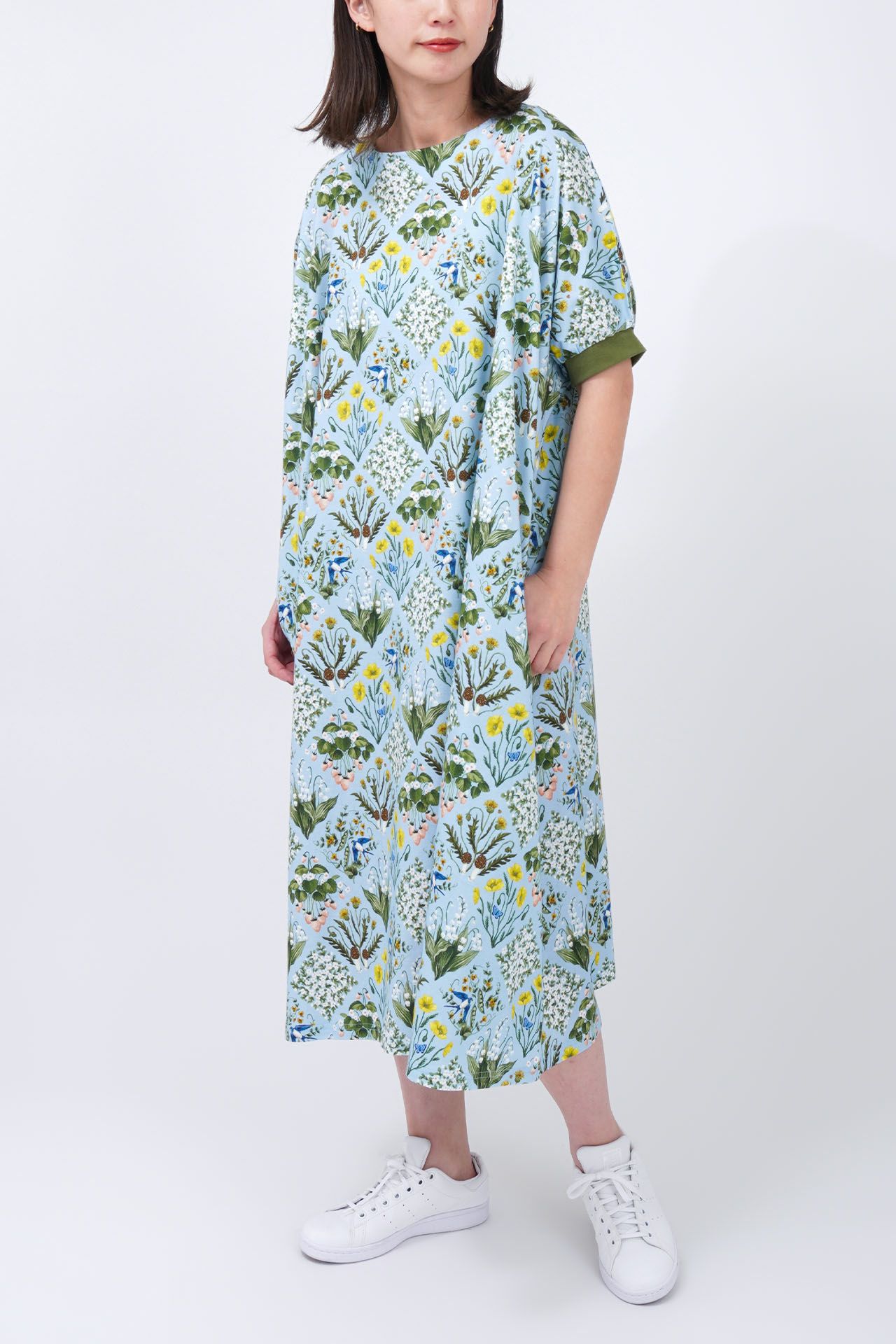 MARBLE SUD マーブルシェッドサボテン刺繍ワンピース botanical patchwork ソデリブワンピース | marble SUD(マーブル