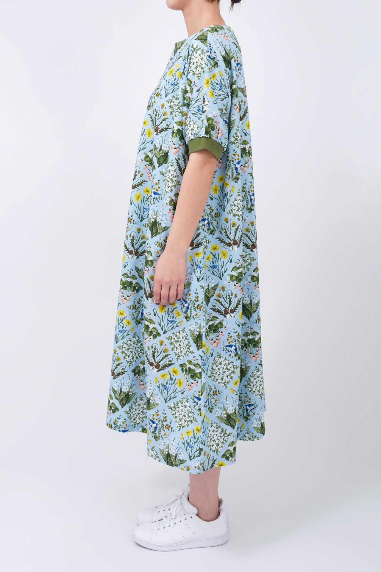 marble SUD　マーブルシュッド　Sunflower 　ワンピース　向日葵 botanical patchwork ソデリブワンピース | marble SUD(マーブル