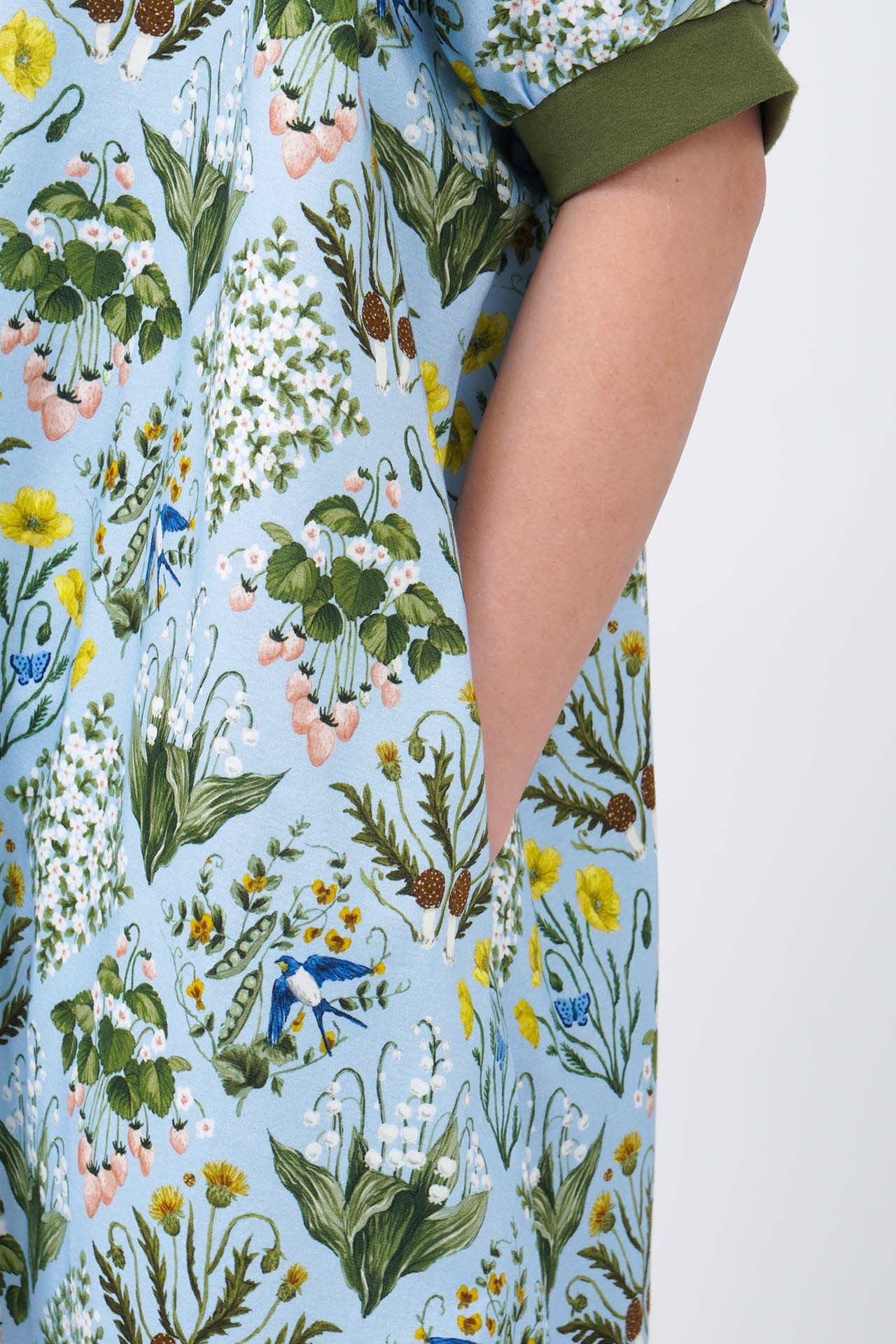 marble SUD　マーブルシュッド　Sunflower 　ワンピース　向日葵 botanical patchwork ソデリブワンピース | marble SUD(マーブル