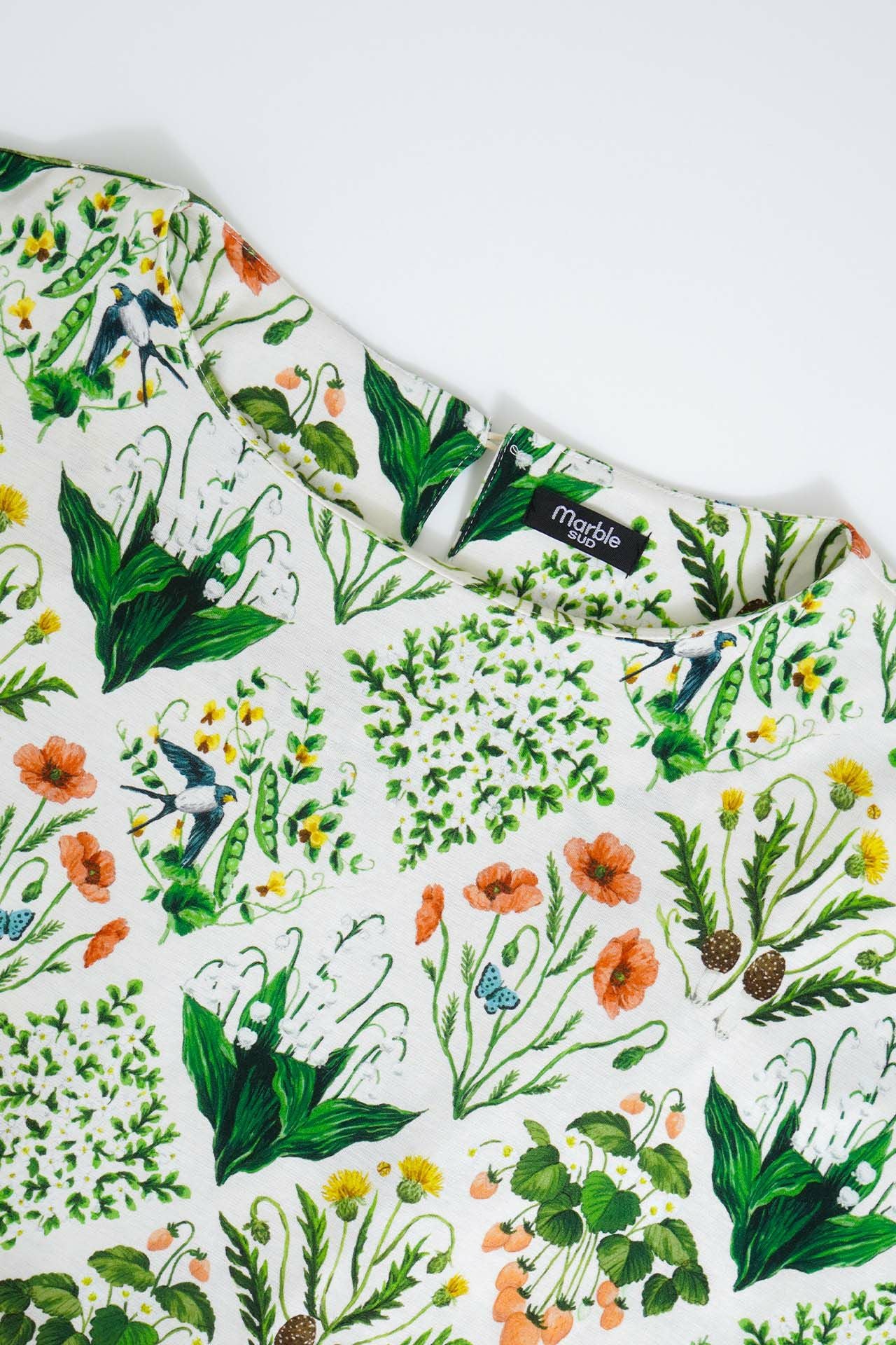 botanical patchwork ソデリブワンピース | marble SUD(マーブル