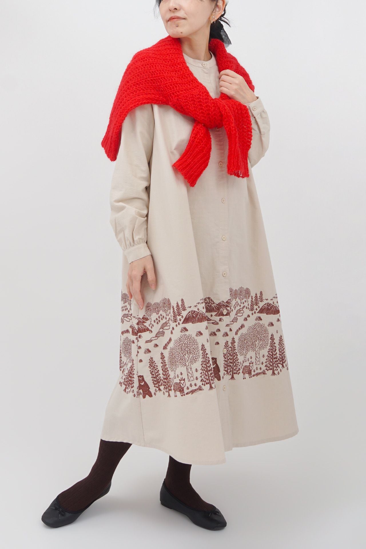 MarbleSUD 白川郷バックシャーリングシャツワンピース EMB Shirakawago シャツワンピース | marble SUD(マーブルシュッド