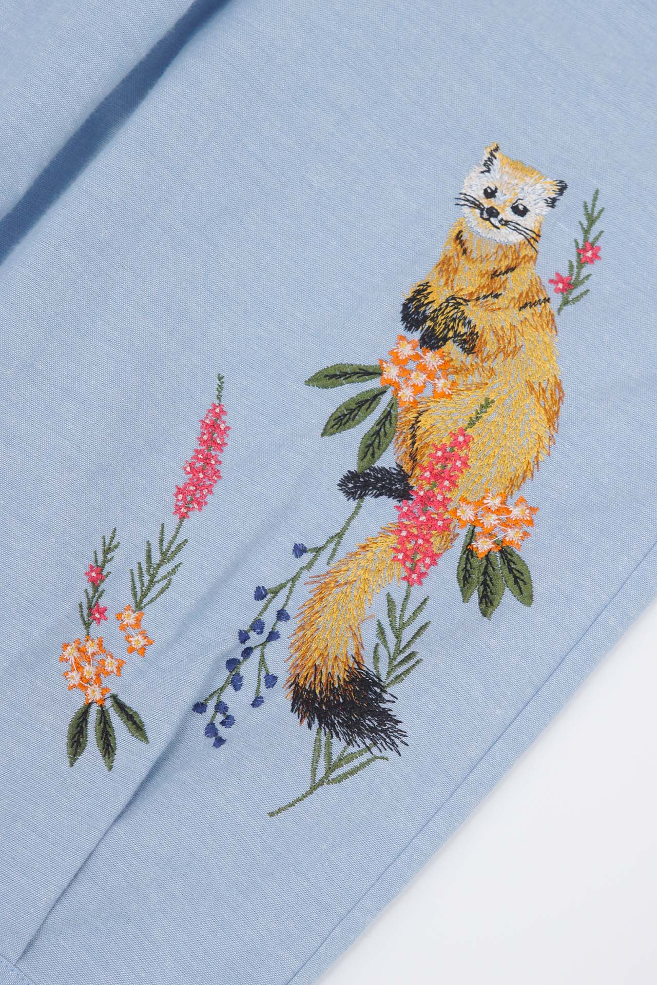 マーブルシュッド　marble sud キツネ　刺繍　ハカマ　パンツ EMB ten スソタックボリュームパンツ | marble SUD(マーブルシュッド