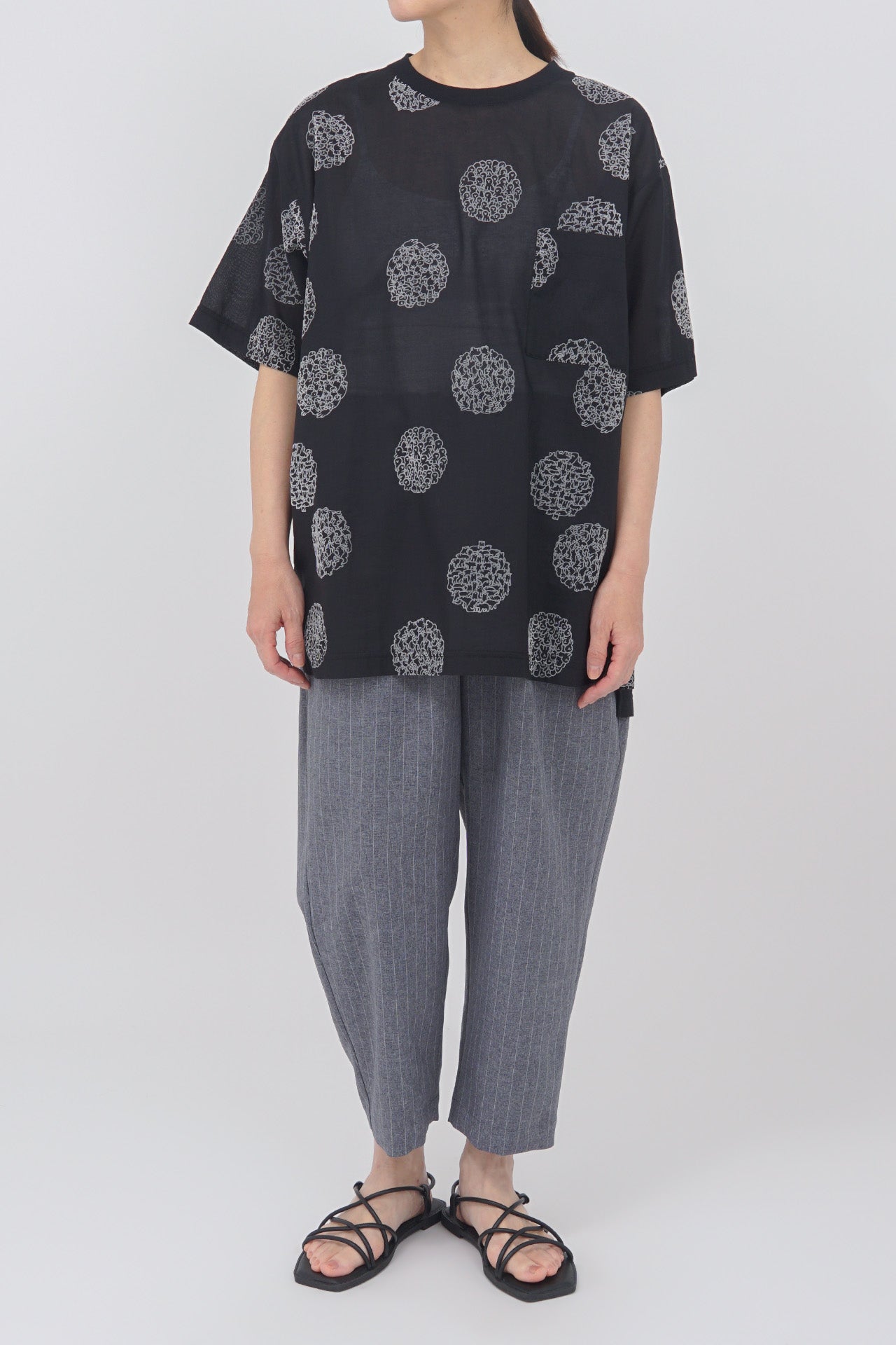 marble SUD マーブルシュッド フローラルストライプ ブラウス / カーキ ネイビー ラウンドネック カットソー トップス【2400013410960】 marble SUD(マーブルシュッド)公式通販