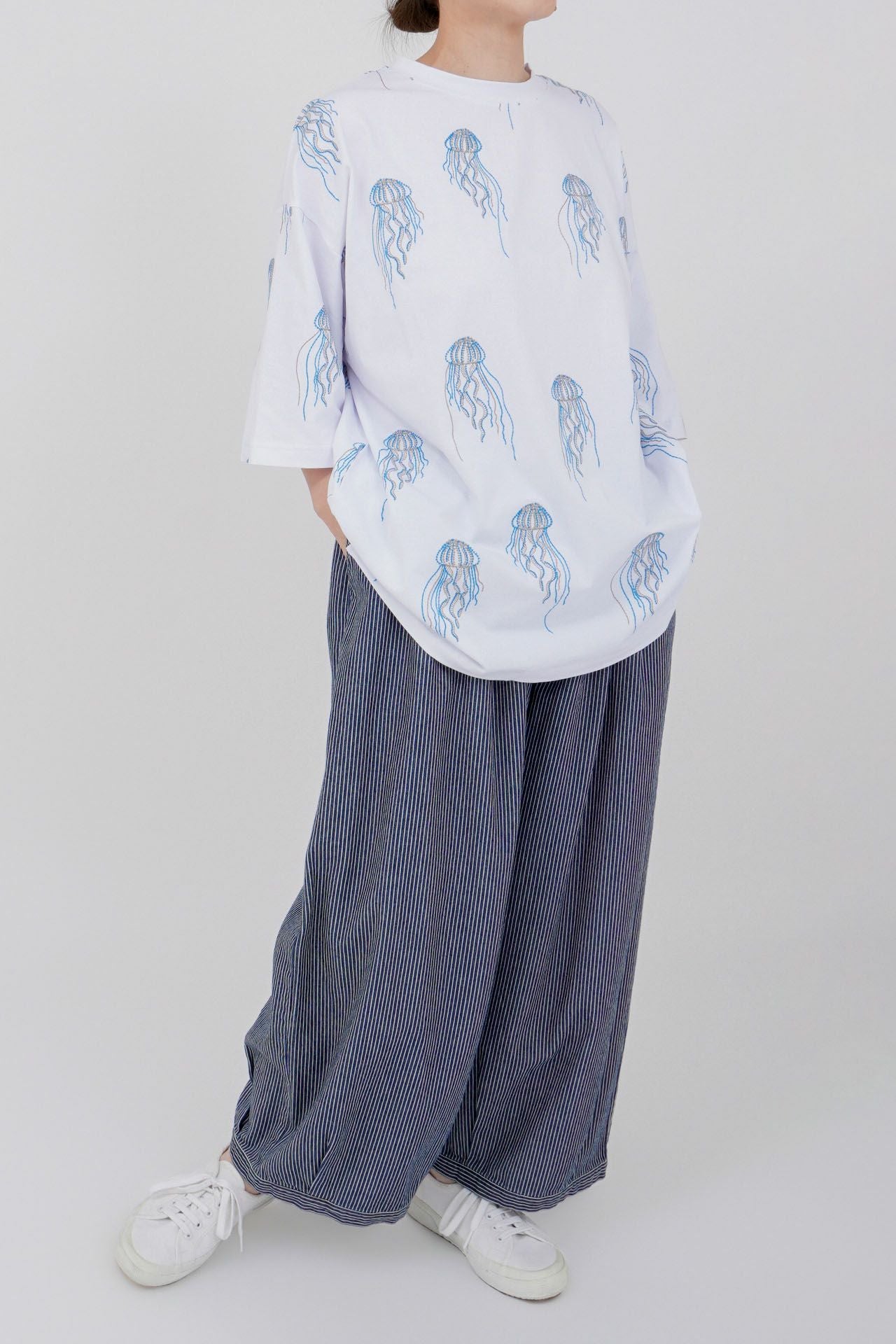再生産予約】ヒッコリー 裾タックボリュームパンツ | marble SUD